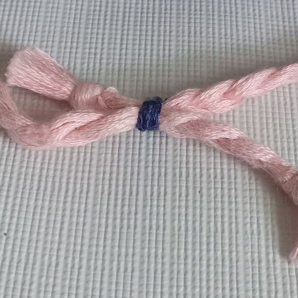 Handmade One Size Blue & Pink Adjustable Sliding Knot Cute Skull Design Bracelet - Picture 5 of 8